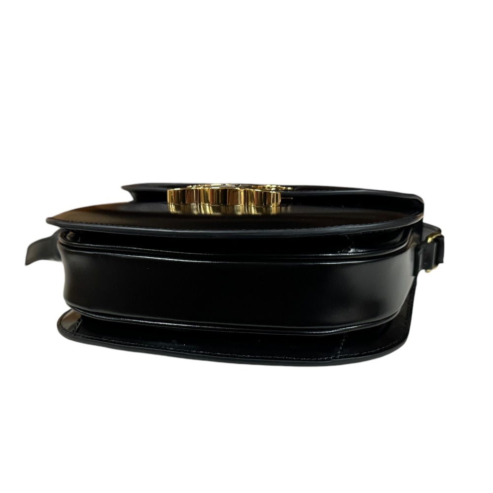 セリーヌ ブザス クレア トリオンフ ショルダーバッグ レザー 110413BF4.38NO ブラック CELINE 中古 美品 セリーヌ ブザス クレア トリオンフ ショルダーバッグ レザー 110413BF4.38NO ブラック CELINE 中古 美品