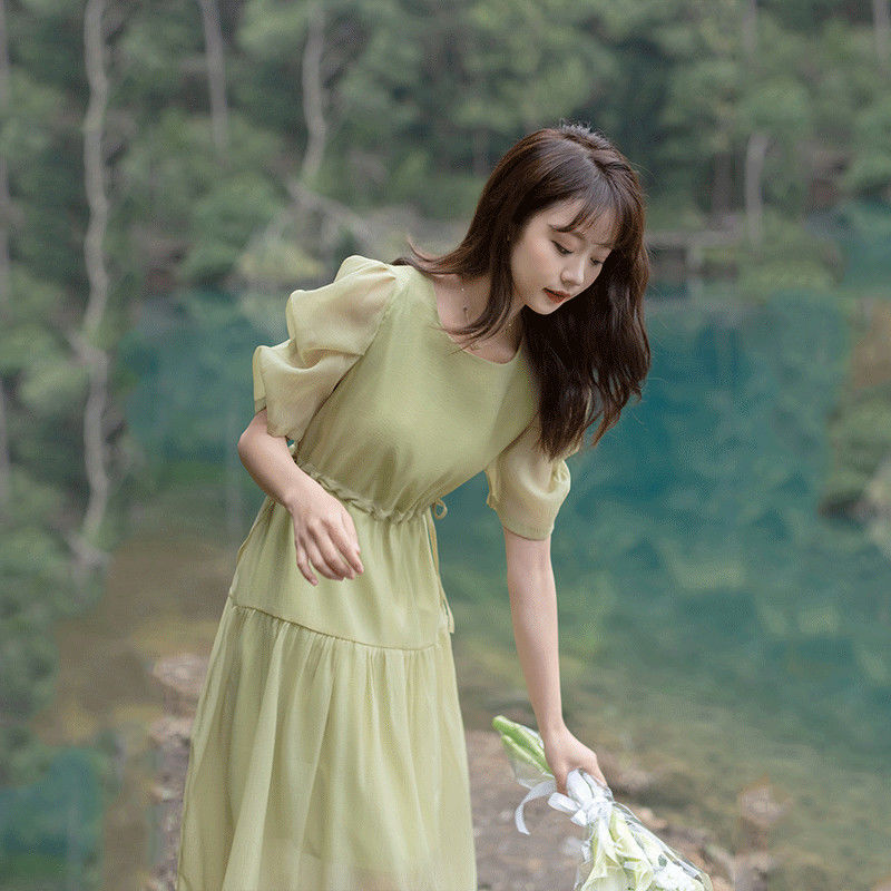 パフスリーブシフォングリーンドレスレディースハイエンド2025サマースモールティーブレイクスカート 母の日-0009219水着ワンピースuvカットパーカー パフスリーブシフォングリーンドレスレディースハイエンド2025サマースモールティーブレイクスカート 母の日-0009219水着ワンピースuvカットパーカー