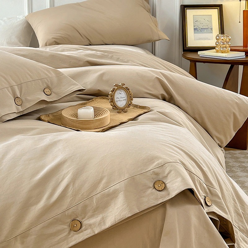 4点セット 無地 シンプル 日系 綿 ボタンスタイル 3点セット 布団カバー シーツ 枕カバー 抗菌 寝具 4点セット 無地 シンプル 日系 綿 ボタンスタイル 3点セット 布団カバー シーツ 枕カバー 抗菌 寝具