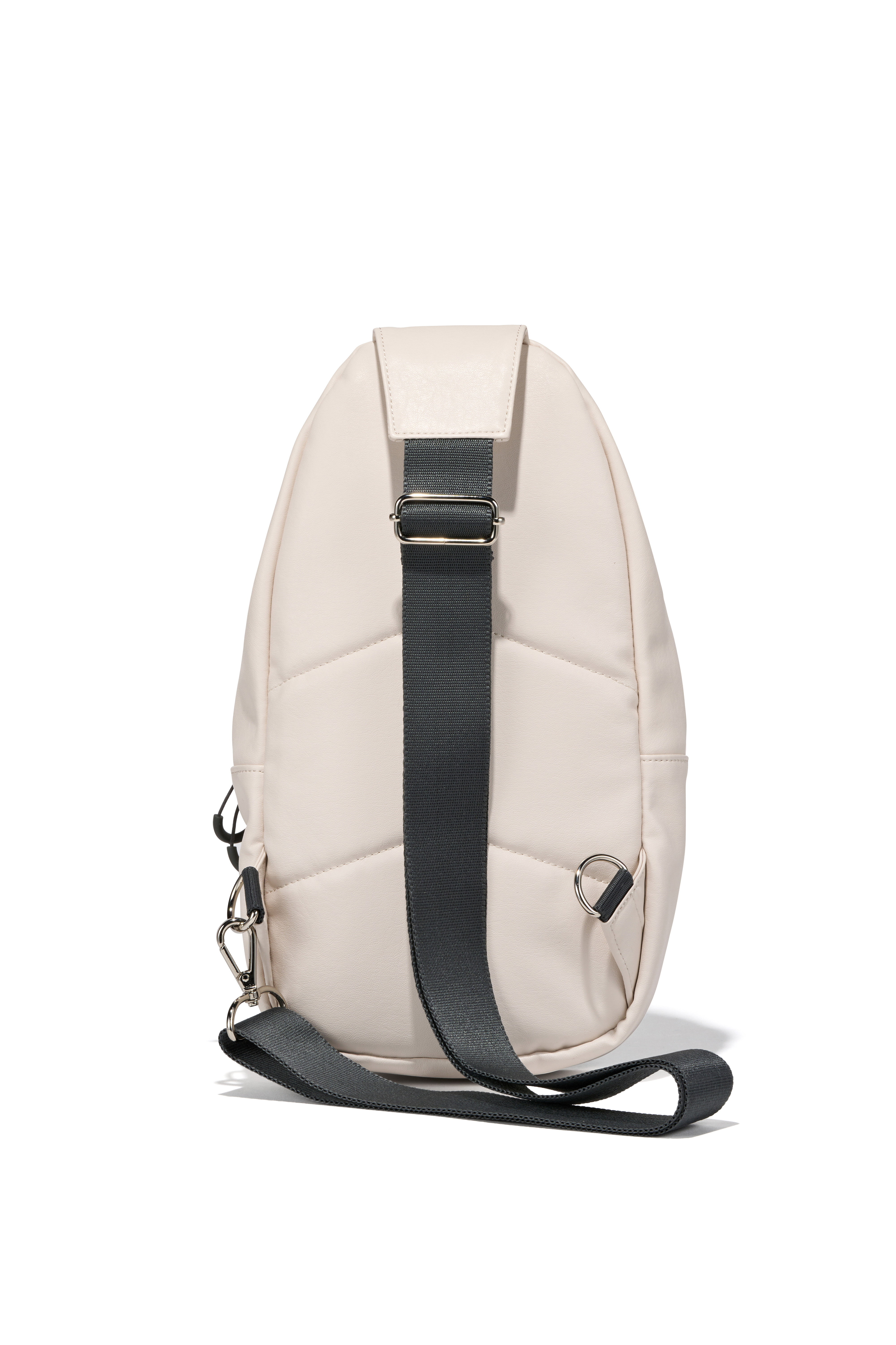 MISCHIEF】 FOLDABLE LEATHER SLING BAG : IVORY/CHARCOAL MISCHIEF】 FOLDABLE LEATHER SLING BAG : IVORY/CHARCOAL