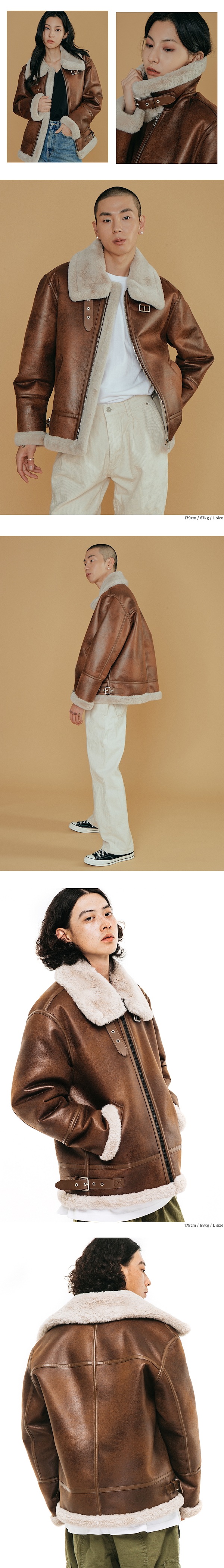 ムートン・ファーコート Left Aviator B3 Mustang Jacket Black White Left Aviator B3 Mustang Jacket Black White (Left/ムートン