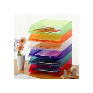 (まとめ) クルーズ スケルトンカラーレタートレーA4タテ オレンジ LT-500OR 1セット（3個） (×10セット)