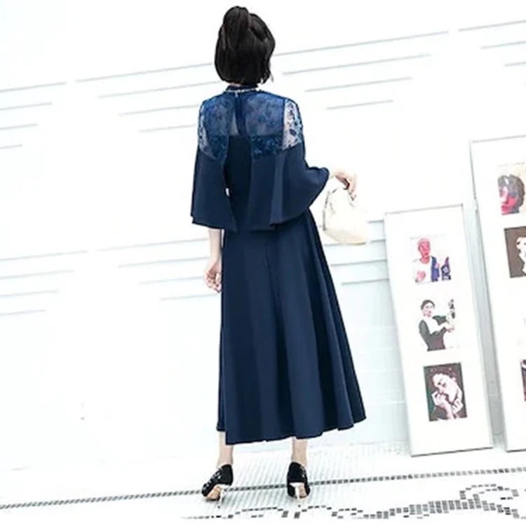 2024 秋 パーティードレス 韓国ファッション ドレス 結婚式 お呼ばれ パーディー ミモレ丈 レースドレス ワンピース おしゃれ フォーマル パーティー お呼ばれ 演奏会 成人式 同窓会 発表会