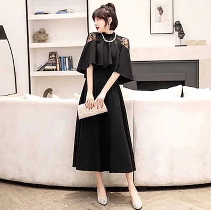 2024 秋 パーティードレス 韓国ファッション ドレス 結婚式 お呼ばれ パーディー ミモレ丈 レースドレス ワンピース おしゃれ フォーマル パーティー お呼ばれ 演奏会 成人式 同窓会 発表会