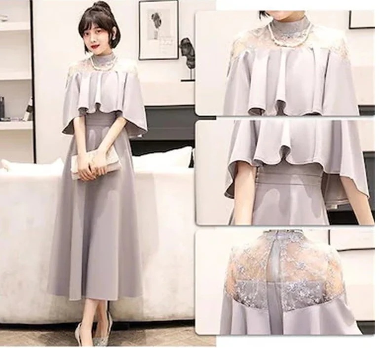 2024 秋 パーティードレス 韓国ファッション ドレス 結婚式 お呼ばれ パーディー ミモレ丈 レースドレス ワンピース おしゃれ フォーマル パーティー お呼ばれ 演奏会 成人式 同窓会 発表会