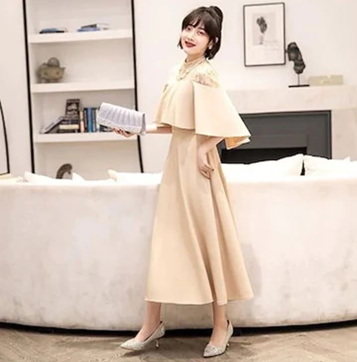 2024 秋 パーティードレス 韓国ファッション ドレス 結婚式 お呼ばれ パーディー ミモレ丈 レースドレス ワンピース おしゃれ フォーマル パーティー お呼ばれ 演奏会 成人式 同窓会 発表会