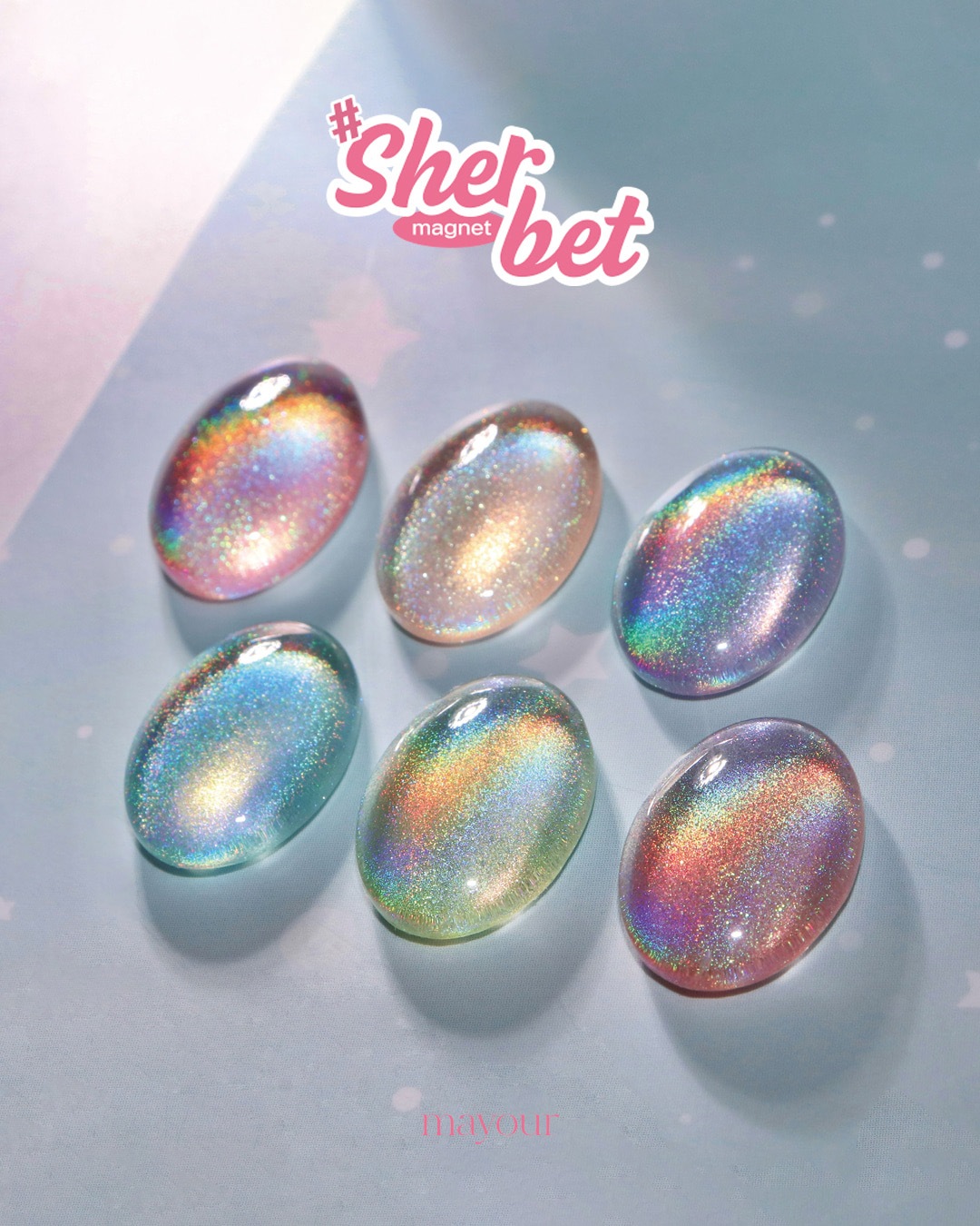 [mayour] 【Sherbet】 6色 セット / 【シャーベット】ホログラム マグネットジェル