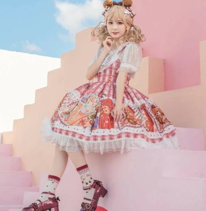 【夏セール!】チェック柄 ロリータワンピース キャミソール ロリータ服 熊柄 可愛いドレス lolita スカラップワンピース 花見 撮影衣装 コスプレ 学園祭 イベント コスチューム 【夏セール!】チェック柄 ロリータワンピース キャミソール ロリータ服 熊柄 可愛いドレス lolita スカラップワンピース 花見 撮影衣装 コスプレ 学園祭 イベント コスチューム