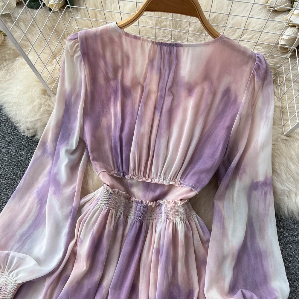ワンピース レディース 夏 サマー 長袖 袖あり Vネック ドレス 紫 パープル エレガント フェミニン ハイウエスト Aラインスカート ロングスカート 可愛い 大人可愛い フェミニン エレガント お ワンピース レディース 夏 サマー 長袖 袖あり Vネック ドレス 紫 パープル エレガント フェミニン ハイウエスト Aラインスカート ロングスカート 可愛い 大人可愛い フェミニン エレガント お