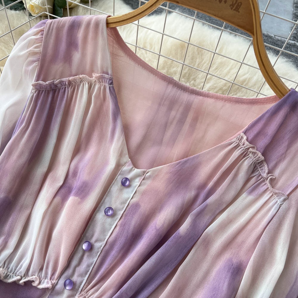 ワンピース レディース 夏 サマー 長袖 袖あり Vネック ドレス 紫 パープル エレガント フェミニン ハイウエスト Aラインスカート ロングスカート 可愛い 大人可愛い フェミニン エレガント お ワンピース レディース 夏 サマー 長袖 袖あり Vネック ドレス 紫 パープル エレガント フェミニン ハイウエスト Aラインスカート ロングスカート 可愛い 大人可愛い フェミニン エレガント お