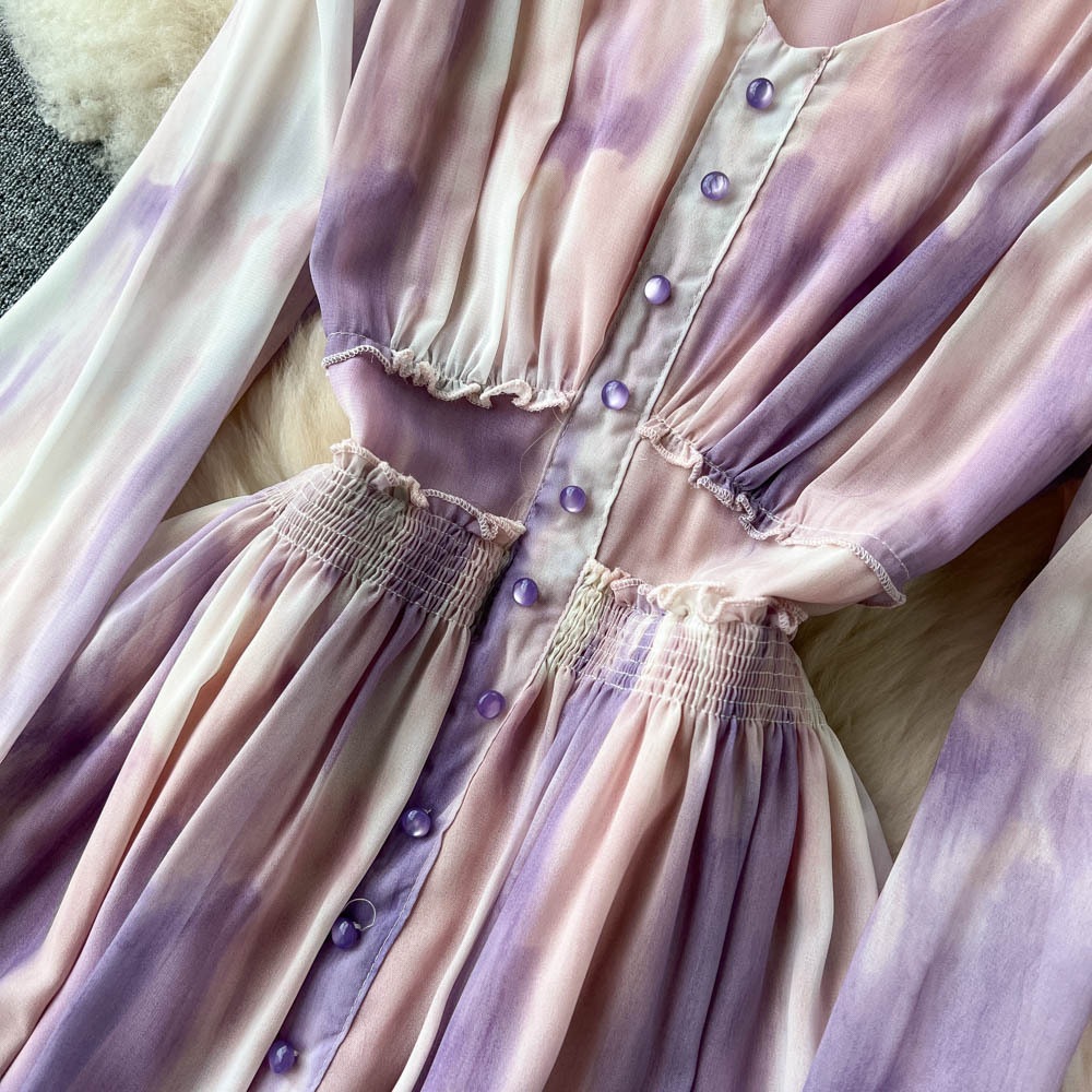 ワンピース レディース 夏 サマー 長袖 袖あり Vネック ドレス 紫 パープル エレガント フェミニン ハイウエスト Aラインスカート ロングスカート 可愛い 大人可愛い フェミニン エレガント お ワンピース レディース 夏 サマー 長袖 袖あり Vネック ドレス 紫 パープル エレガント フェミニン ハイウエスト Aラインスカート ロングスカート 可愛い 大人可愛い フェミニン エレガント お