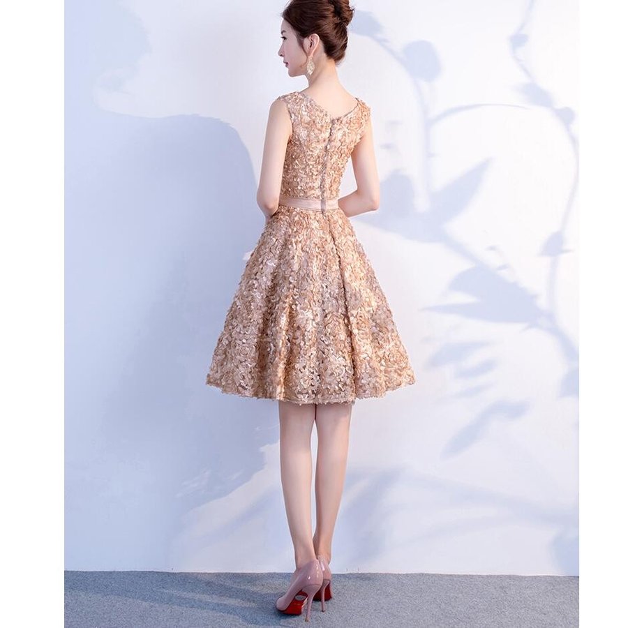 袖なし ミモレドレス 結婚式ドレス カラードレス ウエディングドレス パーティードレス 30代40代