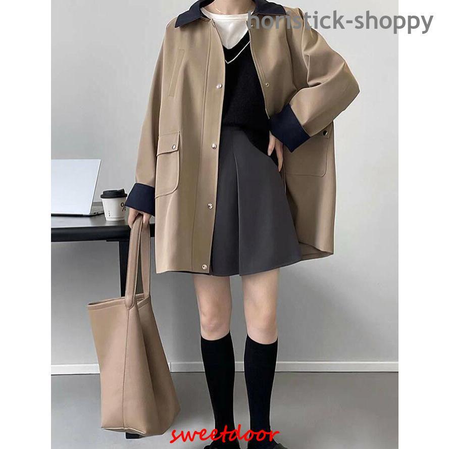 トレンチコート レディース 春 スプリングコート ステンカラーコート ミドル丈 春コート 春服 ライトアウター カジュアル ライトコート