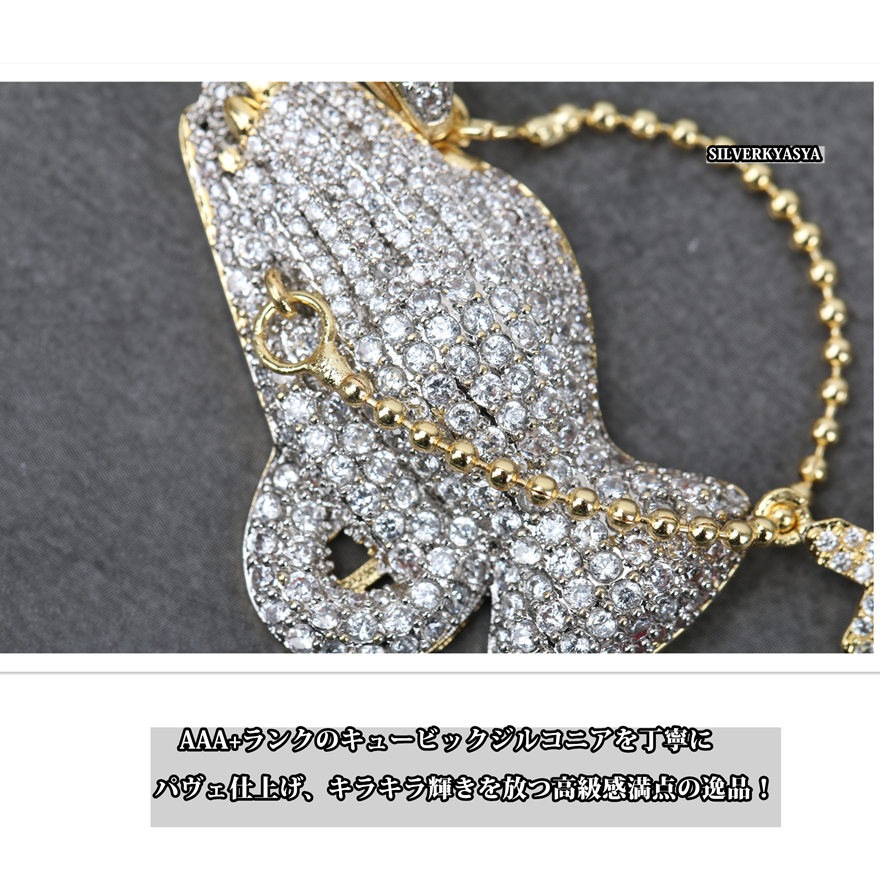 祈り手ネックレス パヴェ [n307]