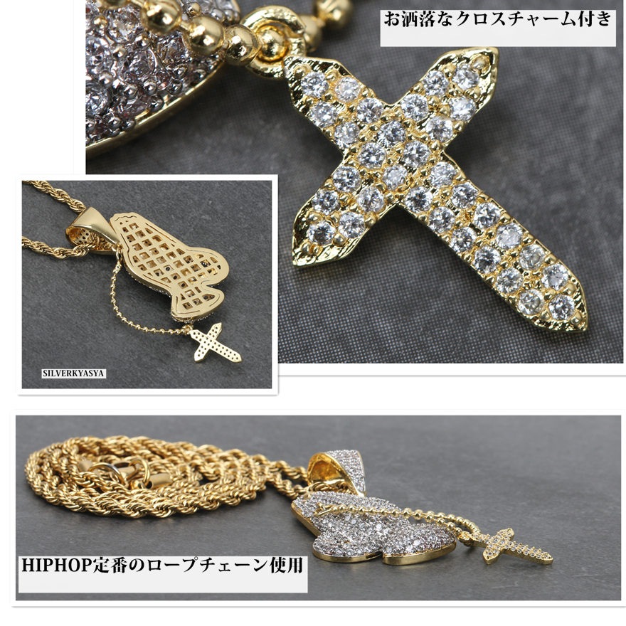 祈り手ネックレス パヴェ [n307]