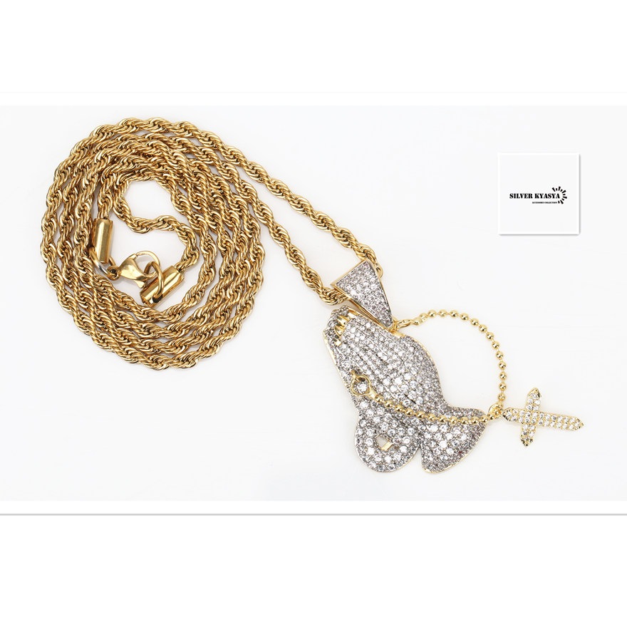 祈り手ネックレス パヴェ [n307]