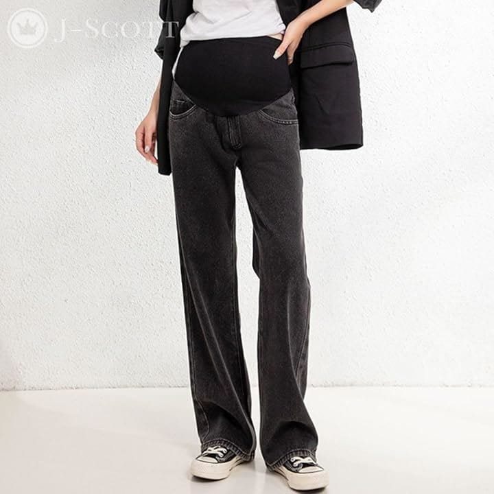 マタニティ ストレートデニム レディース パンツ 産後 ゆったり ウエストゴム アジャスター付き シワなし マタニティパンツ ビッグ 動きやすい デイリーユース 育児(グレー, L)