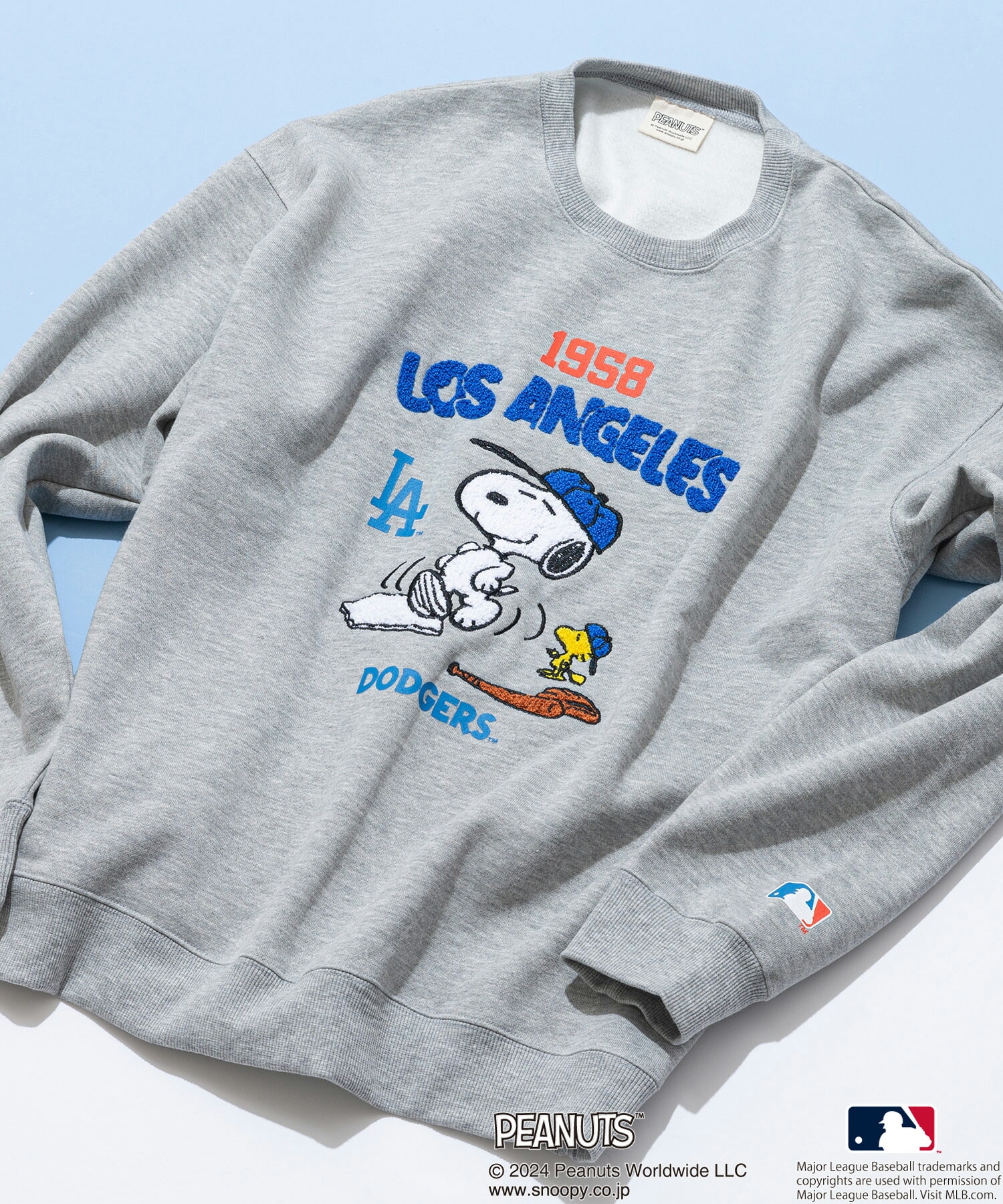 PEANUTS MLB オリジナルデザイン オリジナルデザイン 裏起毛クルーネックスウェット ヤンキース ドジャース レッドソックス