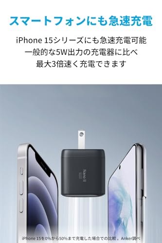 Anker Nano II 65W (PD 充電器 USB-C)【独自技術Anker GaN II採用/PD対応/PSE技術基準適合/折りたたみ式プラグ】MacBook PD対応Windows PC