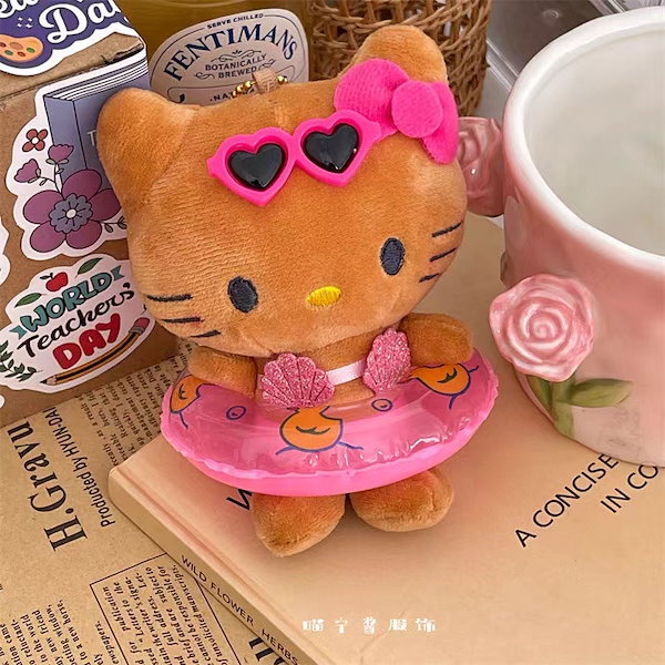 日焼けキティちゃんセット10点 sweet8月号付録 キティちゃんポーチ ステッカー セット 日焼け