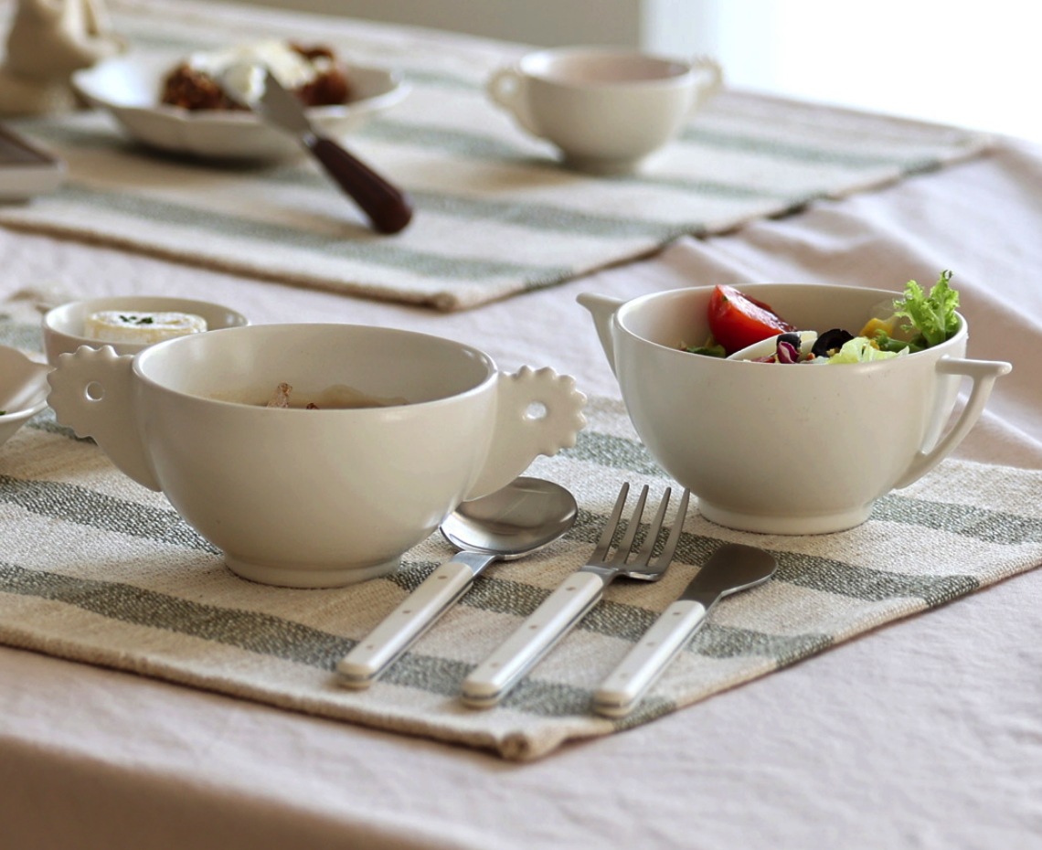 韓国国立中央博物館 白磁 ひつじ(2つの耳) ヨーグルト ボウル/皿 (B)