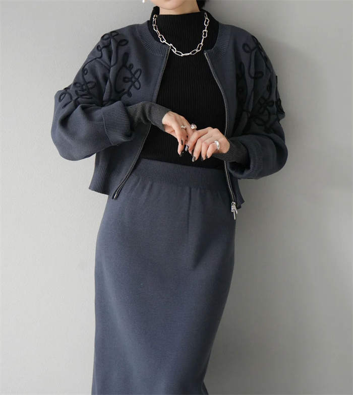 セットアップ レディース ニット ロング 長袖 大きいサイズ ニットアップ 秋 冬 春 ニットウェア ニットセーター セーター カーディガン スカートセット ファスナー ニットスカート ロングスカート