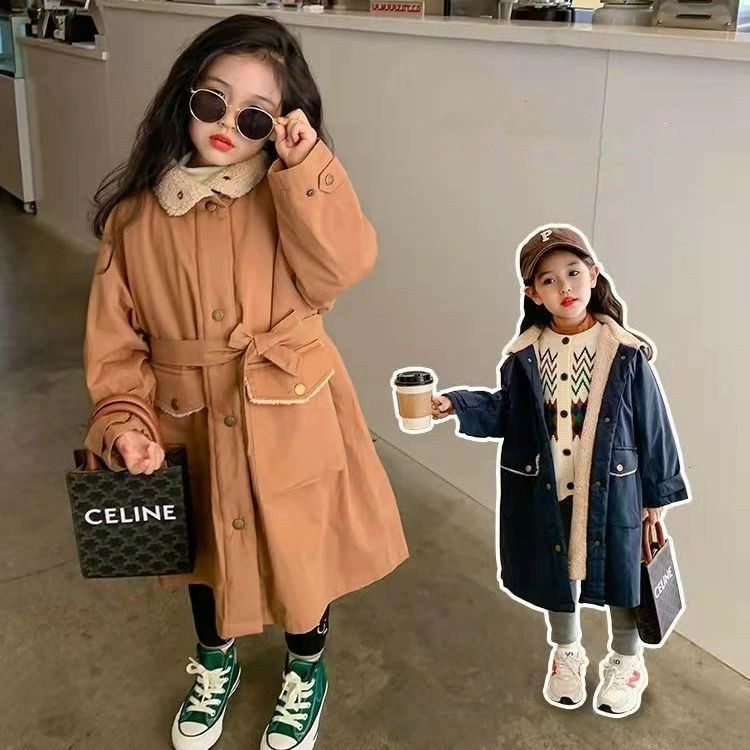 キッズ コート トレンチコートキッズ 女の子 ボアコート ロングコート ジャケット 女の子 裏起毛アウター 防寒 防風 秋 冬アウター かわいい 厚手アウター