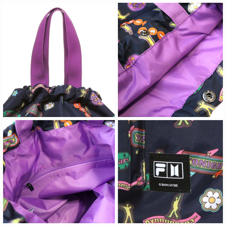 BTS x FILA Dynamite ストリングバッグ メンズ レディース グローバルアーティスト 韓国 韓国ファッション Kファッション ナップサック ロゴ フィラ 限定 FS3BCD6C16X