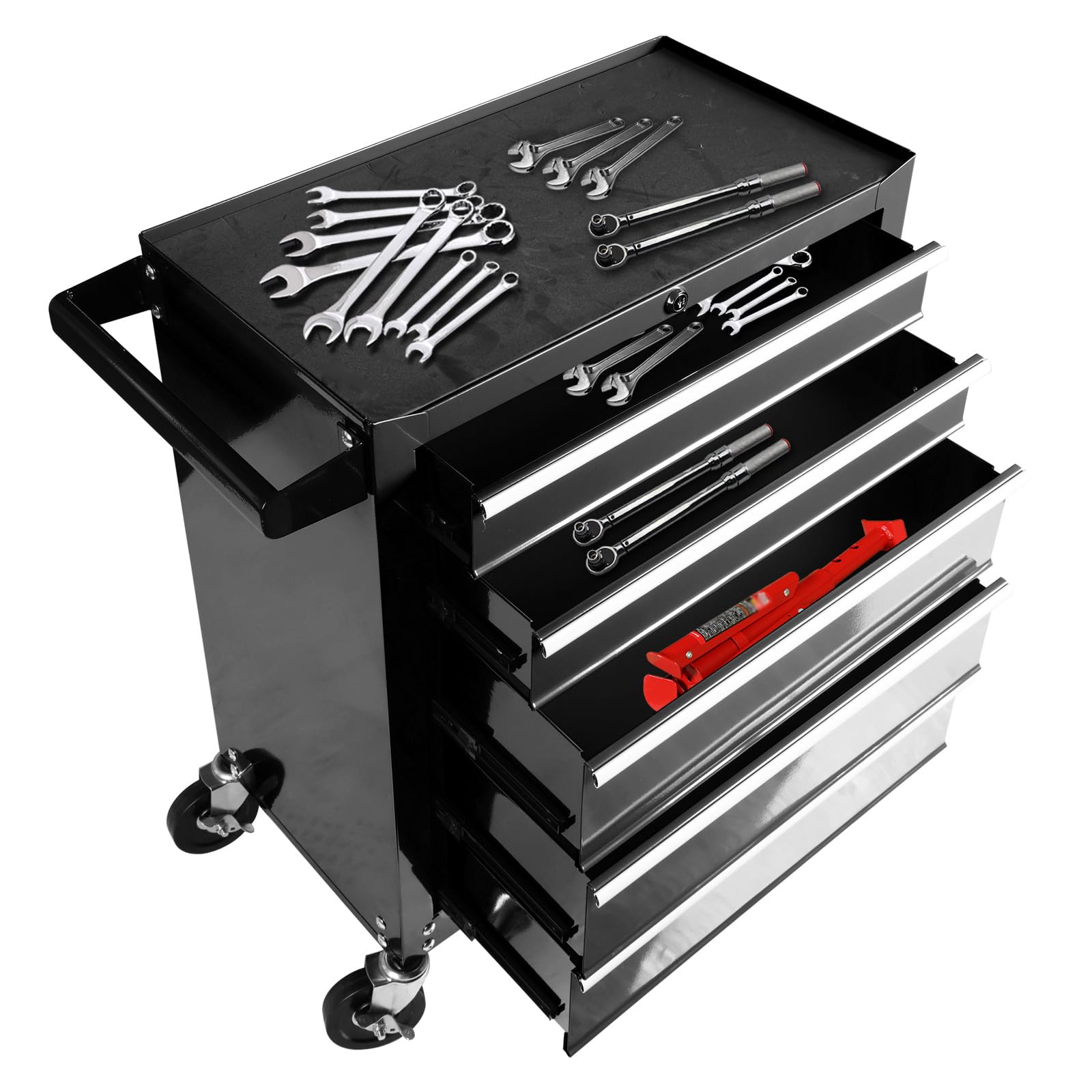 ツールキャビネット 強化5段ローラーキャビネット ツールボックス 5段タイプ 多目的工具箱 多段収納 スチール製 鍵付き 工具箱 大容量 ブラック ツールキャビネット 強化5段ローラーキャビネット ツールボックス 5段タイプ 多目的工具箱 多段収納 スチール製 鍵付き 工具箱 大容量 ブラック