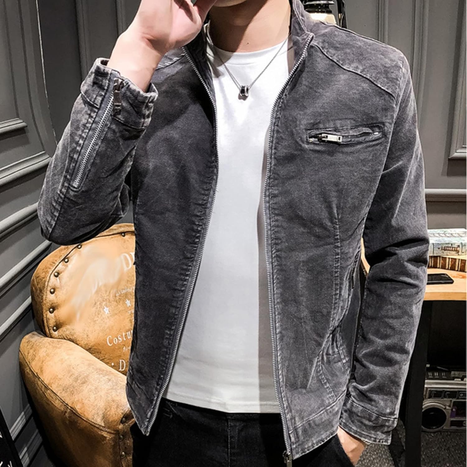 ライトアウター メンズジャケット Gジャン ブルゾン ジップアップ ジャンパー デニム お洒落 カジュアル 春秋服 ショート丈 ファッション バイク ランニング キャンプ 自転車 旅行 釣り