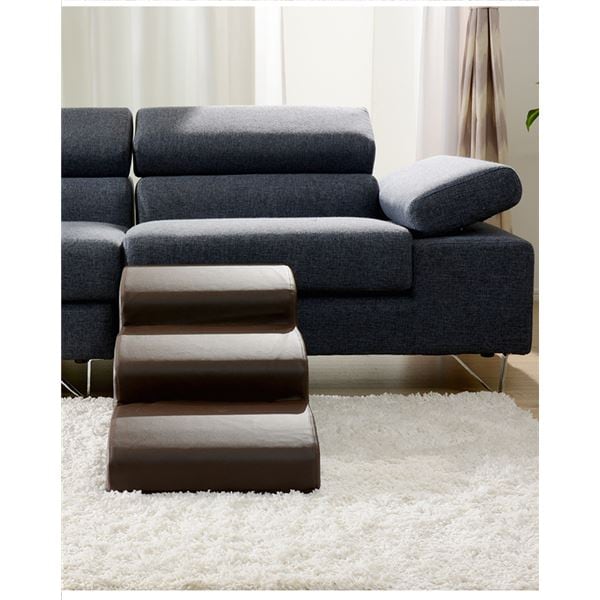 ドッグステップ/ペット用品 (3段 レッド) 幅40.5cm 合皮/合成皮革張地 ウレタンフォーム (リビング 室内犬)
