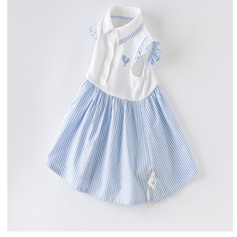 直輸入正規品dave and bella 66130cm ワンピース 縦縞 リボン スクールスタイル ブルー ホワイト 半袖 女の子 夏