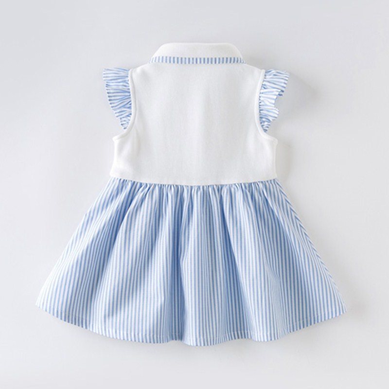 直輸入正規品dave and bella 66130cm ワンピース 縦縞 リボン スクールスタイル ブルー ホワイト 半袖 女の子 夏