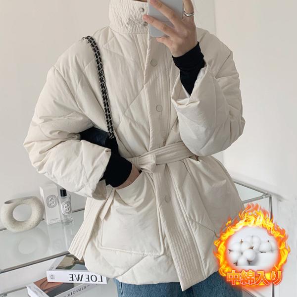 ダウンジャケットレディース中綿ジャケット中綿コート冬服厚立ち襟ボタンダウン中綿秋冬保温防寒キルティングダウン防風細身着痩せ