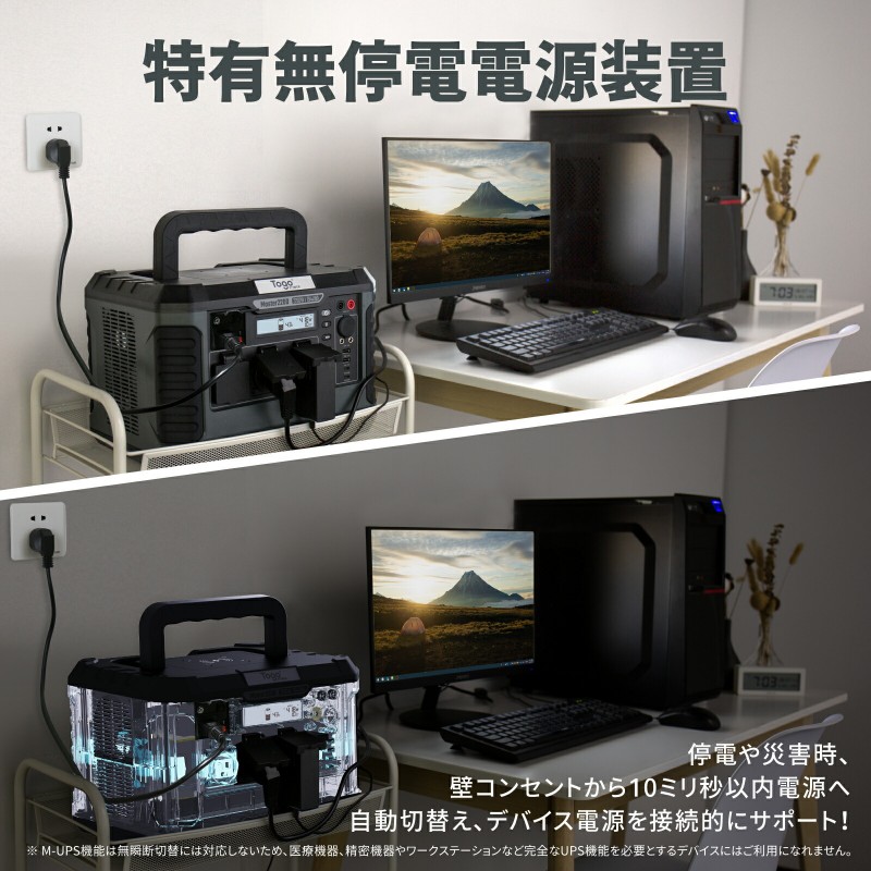 Togo Power ポータブル電源 1000W/933wh 瞬間最大2000Ｗ 蓄電池 軽量 ポータブルバッテリー 純正弦波 UPS 並列運転 急速