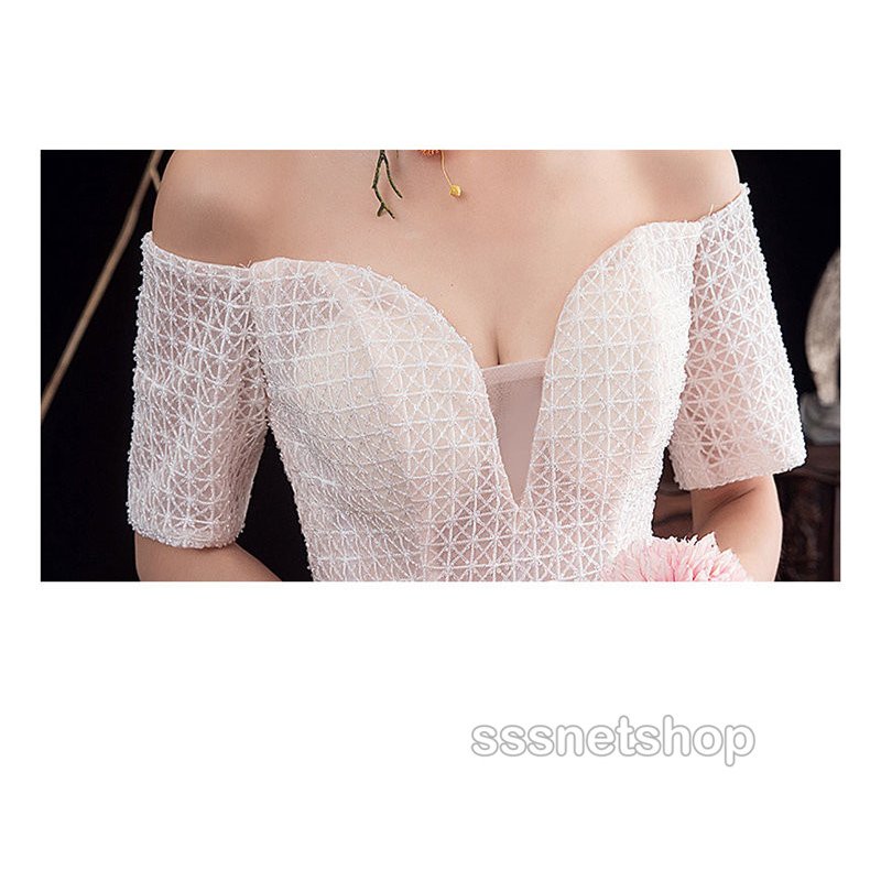 ウェディングドレス 白ド... : レディース服 二次会 袖あり 好評在庫あ