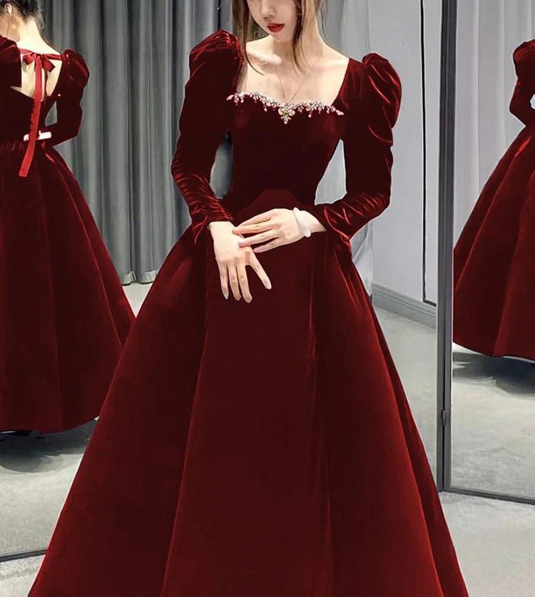 追加演奏会ロングドレス韓国ファッション入学式卒業式 礼服 のトーストドレスブライダルバーミツバー長袖プレミアムテクスチャーイブニングドレススカート女性結婚式婚約通常着用可能