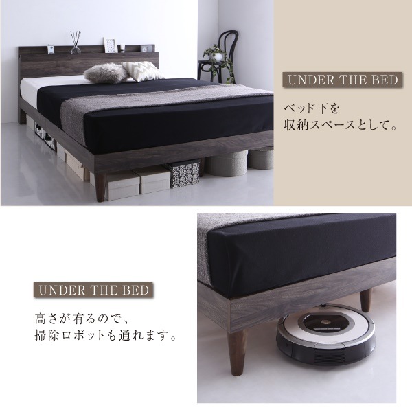 ベッド 棚コンセント付デザイ... : 寝具・ベッド・マットレス セミダブル 正規品通販