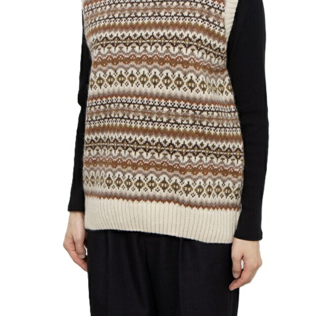 Harley of scotland ハーレーオブスコットランド CREW NECK Vest ニット ベスト チョッキ セーター レディース シェットランド ウール クルーネック 無地 ハーレー　L