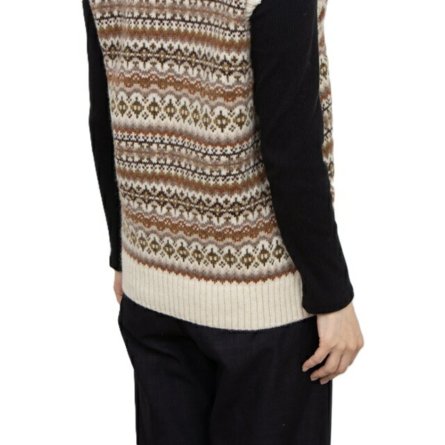 Harley of scotland ハーレーオブスコットランド CREW NECK Vest ニット ベスト チョッキ セーター レディース シェットランド ウール クルーネック 無地 ハーレー　L