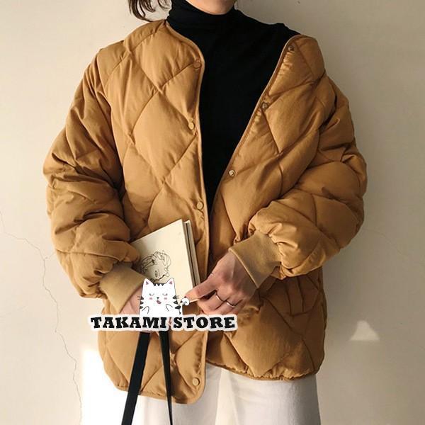 キルティングジャケット レディース 秋 冬 アウター 長袖 オーバーサイズ ノーカラー ミディアム丈 お洒落 キルティングジャケット レディース 秋 冬 アウター 長袖 オーバーサイズ ノーカラー ミディアム丈 お洒落