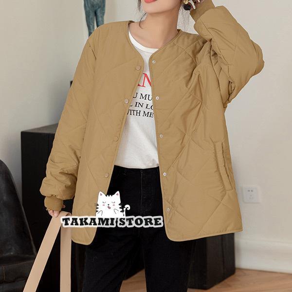 キルティングジャケット レディース 秋 冬 アウター 長袖 オーバーサイズ ノーカラー ミディアム丈 お洒落 キルティングジャケット レディース 秋 冬 アウター 長袖 オーバーサイズ ノーカラー ミディアム丈 お洒落