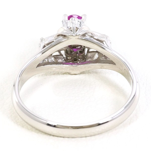 PT900 プラチナ リング 11号 ルビー 0.37 ダイヤ 0.09 中古 PT900 プラチナ リング 11号 ルビー 0.37 ダイヤ 0.09 中古
