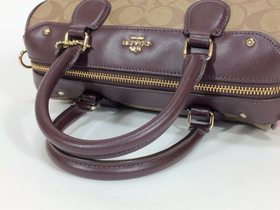 ハンドバッグ 2way ショルダーバッグ シグネチャー レザー ブラウンピンク 【中古品】