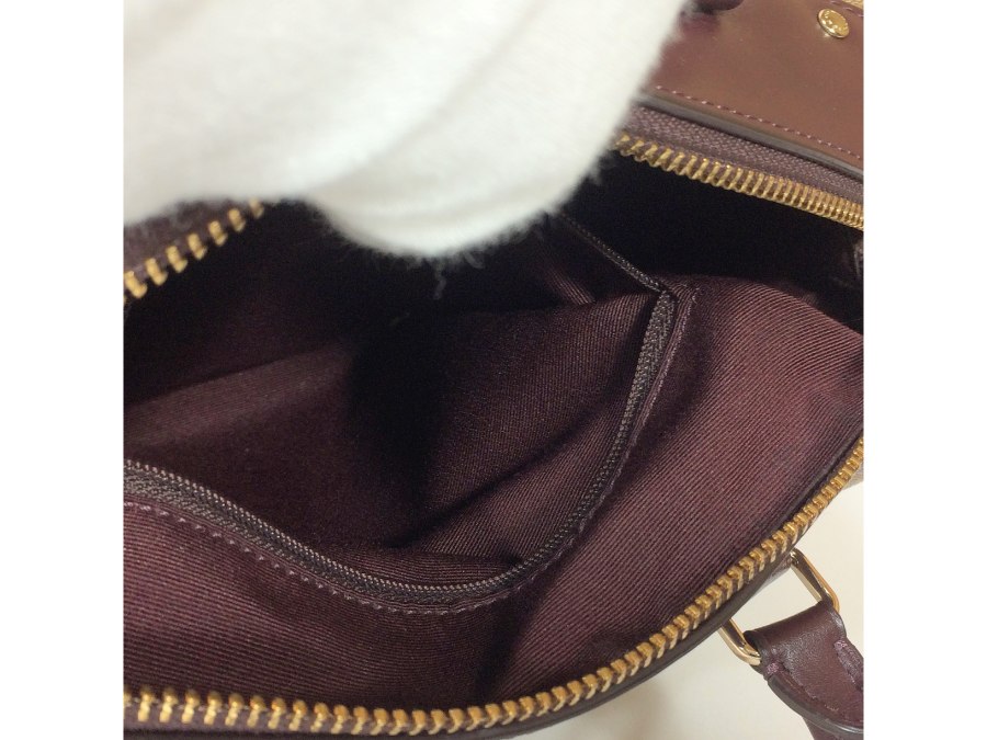ハンドバッグ 2way ショルダーバッグ シグネチャー レザー ブラウンピンク 【中古品】