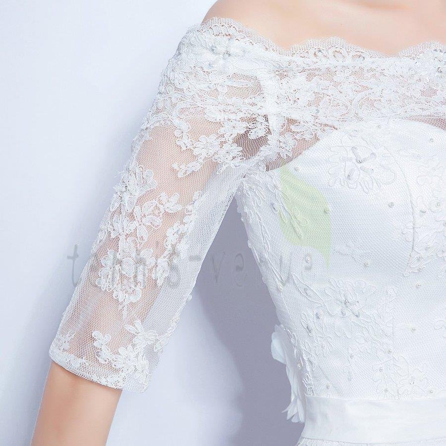ウェディングドレス 半袖 二次会 安い トレーンドレス 前ミニ ロングドレス 結婚式 花嫁 パーティ