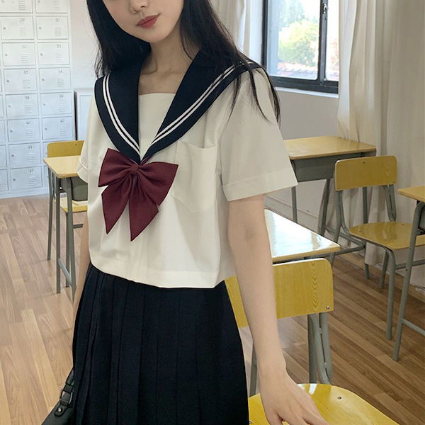 セーラー服 制服 4点セット JK プリーツスカート 半袖/長袖 ミニスカート/ロングスカート 女子高校生 入学式 学生服 コスチューム 可愛い 清純  コスプレ 学園祭 文化祭 仮装 本格制服