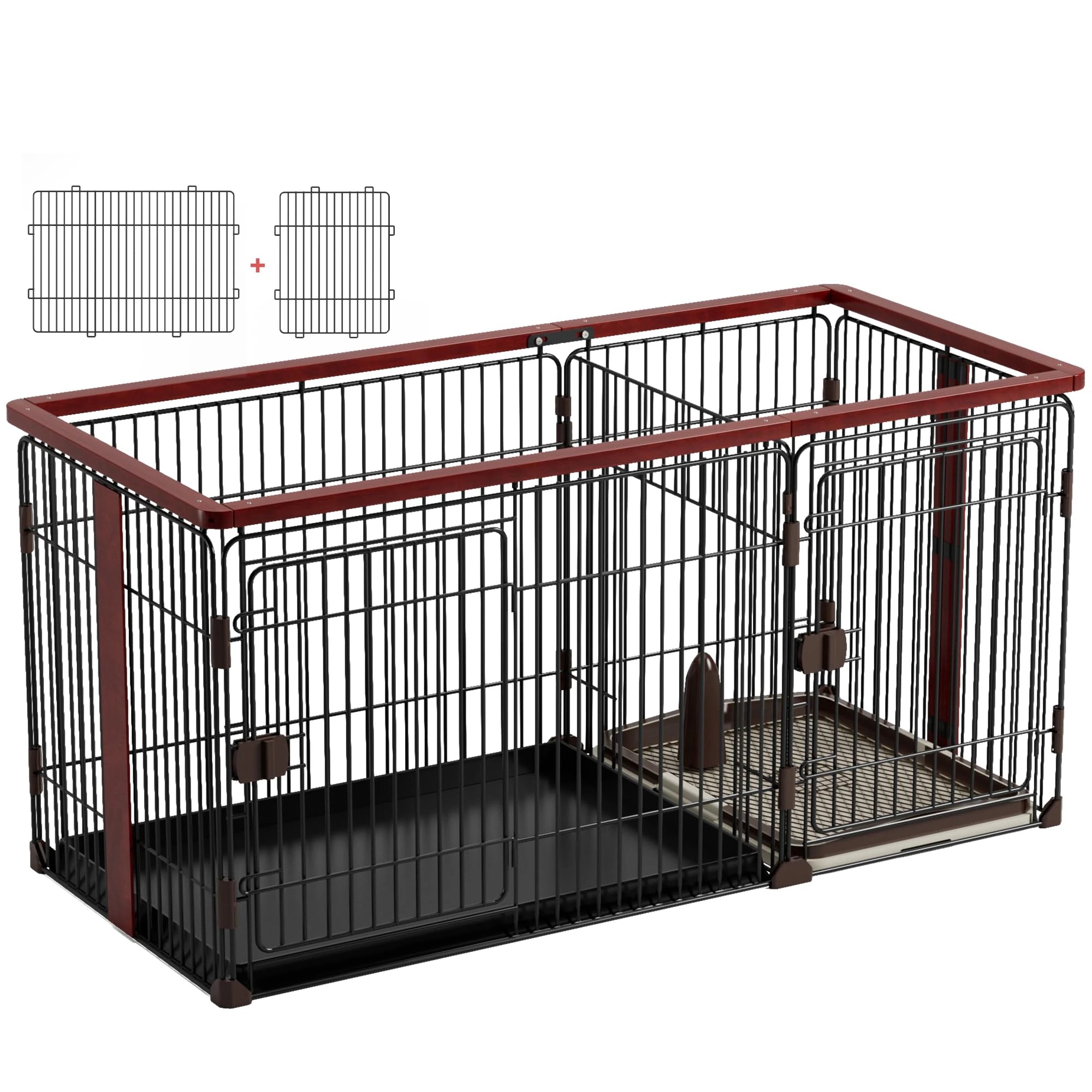 犬用 ケージ ペットサークル 犬 サークル 幅145*奥行き68*高さ70cm 室内サークル トイレトレーニング出来る しつけできる 犬トイレ&ペットマット付き 室内 お手入れ簡単 木製風 犬用 ケージ ペットサークル 犬 サークル 幅145*奥行き68*高さ70cm 室内サークル トイレトレーニング出来る しつけできる 犬トイレ&ペットマット付き 室内 お手入れ簡単 木製風