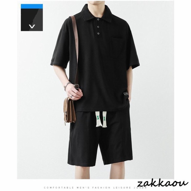 緊急SALE!!!2枚1OO円OFF！ セットアップ メンズ 接触冷感 上下セット ひんやり 半袖 ポロシャツ 夏 ショートパンツ ハーフパンツ スポーツウェア トレーニングウェア