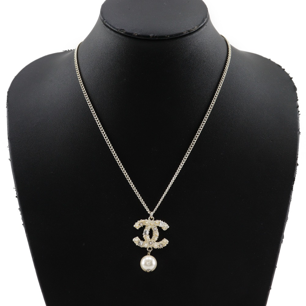 ココマーク ネックレス ラインストーン パール メタル 約17.3g レディース 中古品